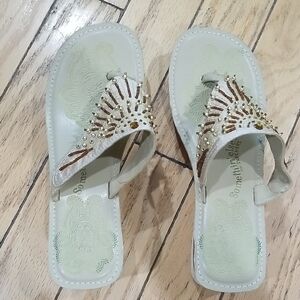 Embellished Cream Sandals